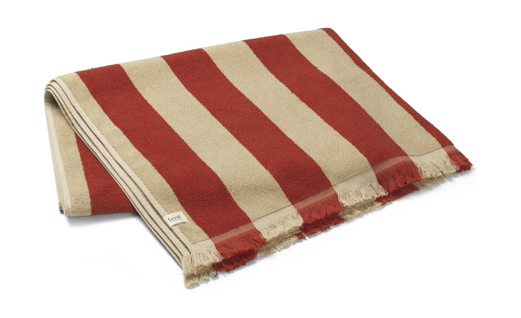 Ferm Living Alee海滩毛巾，轻型骆驼/红色