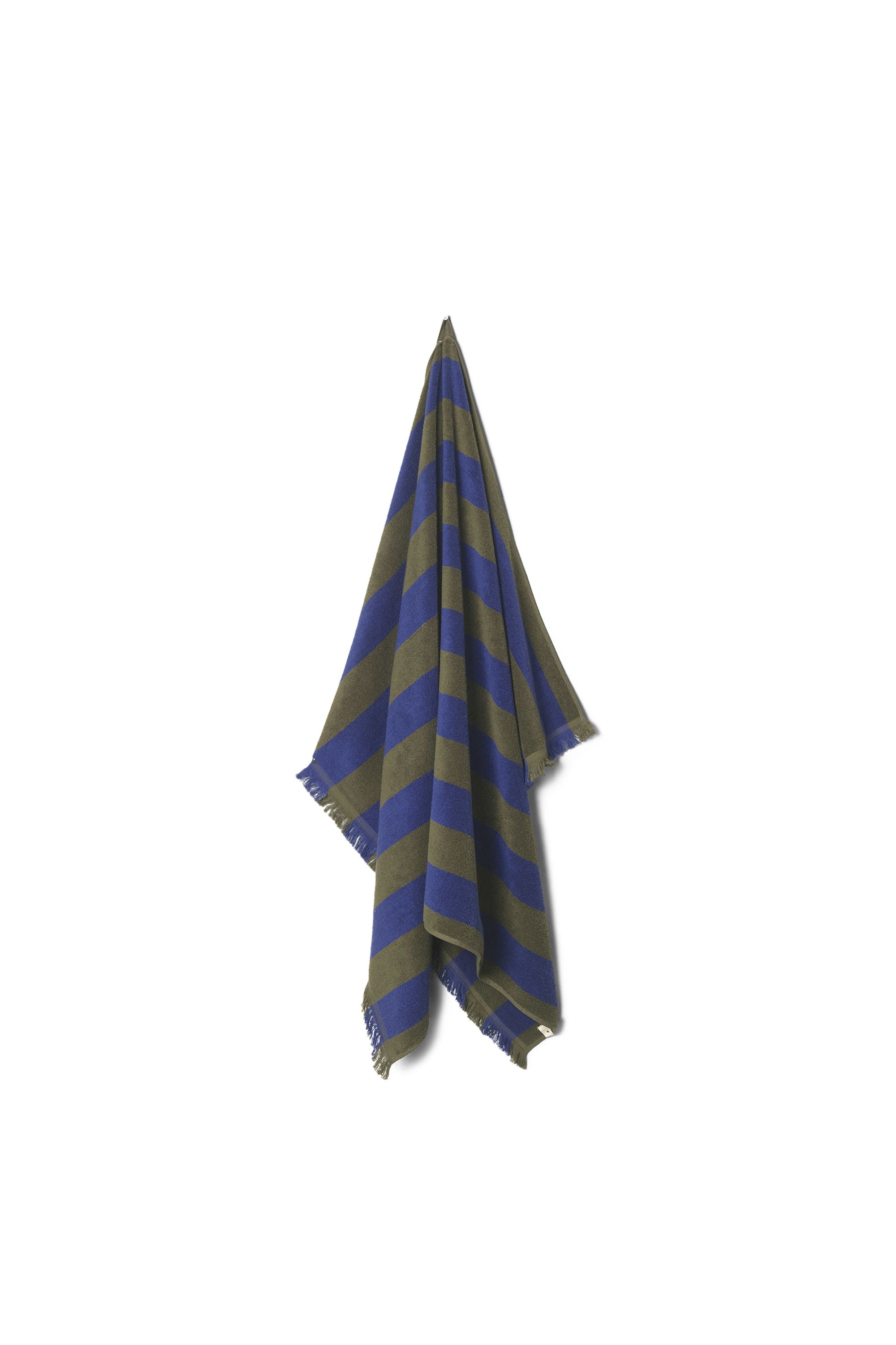 Ferm Living Alee strandhanddoek, olijf/helderblauw