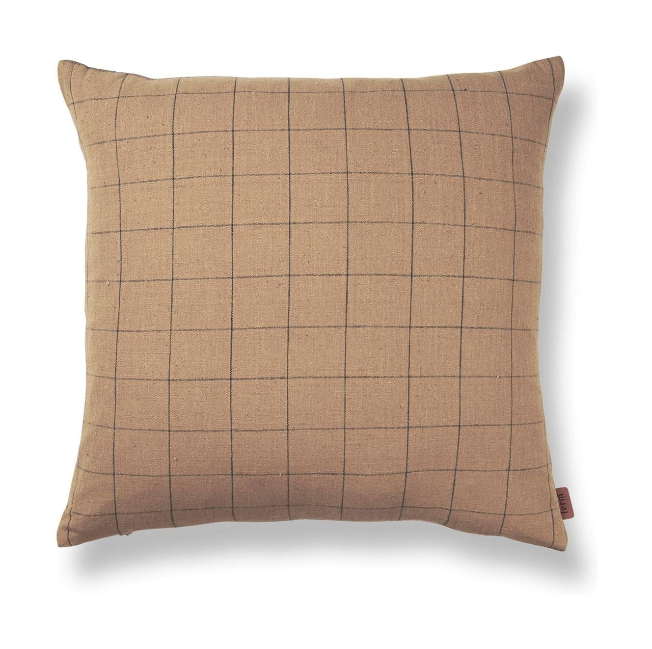 Ferm Living Coussin en coton brun, grille