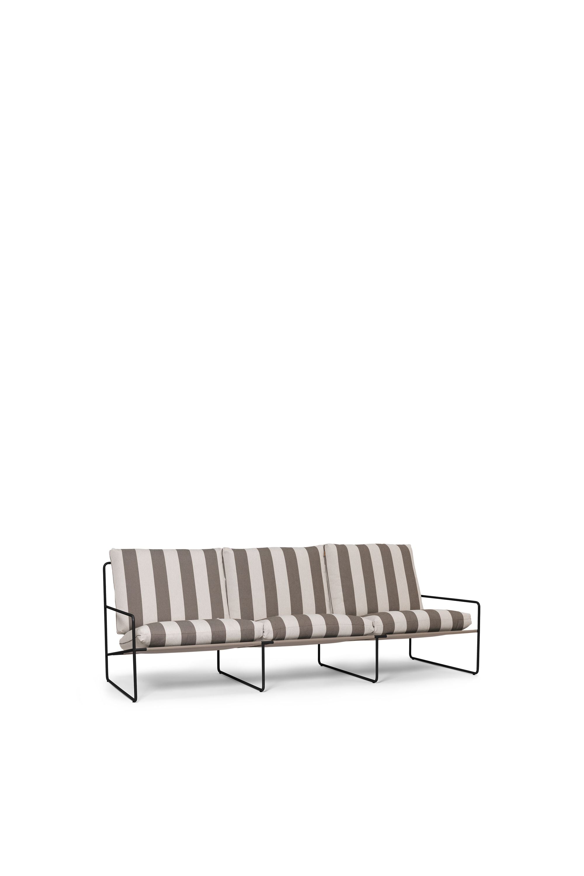 Ferm Living Desert 3 Seater Stripe, nero/cioccolato