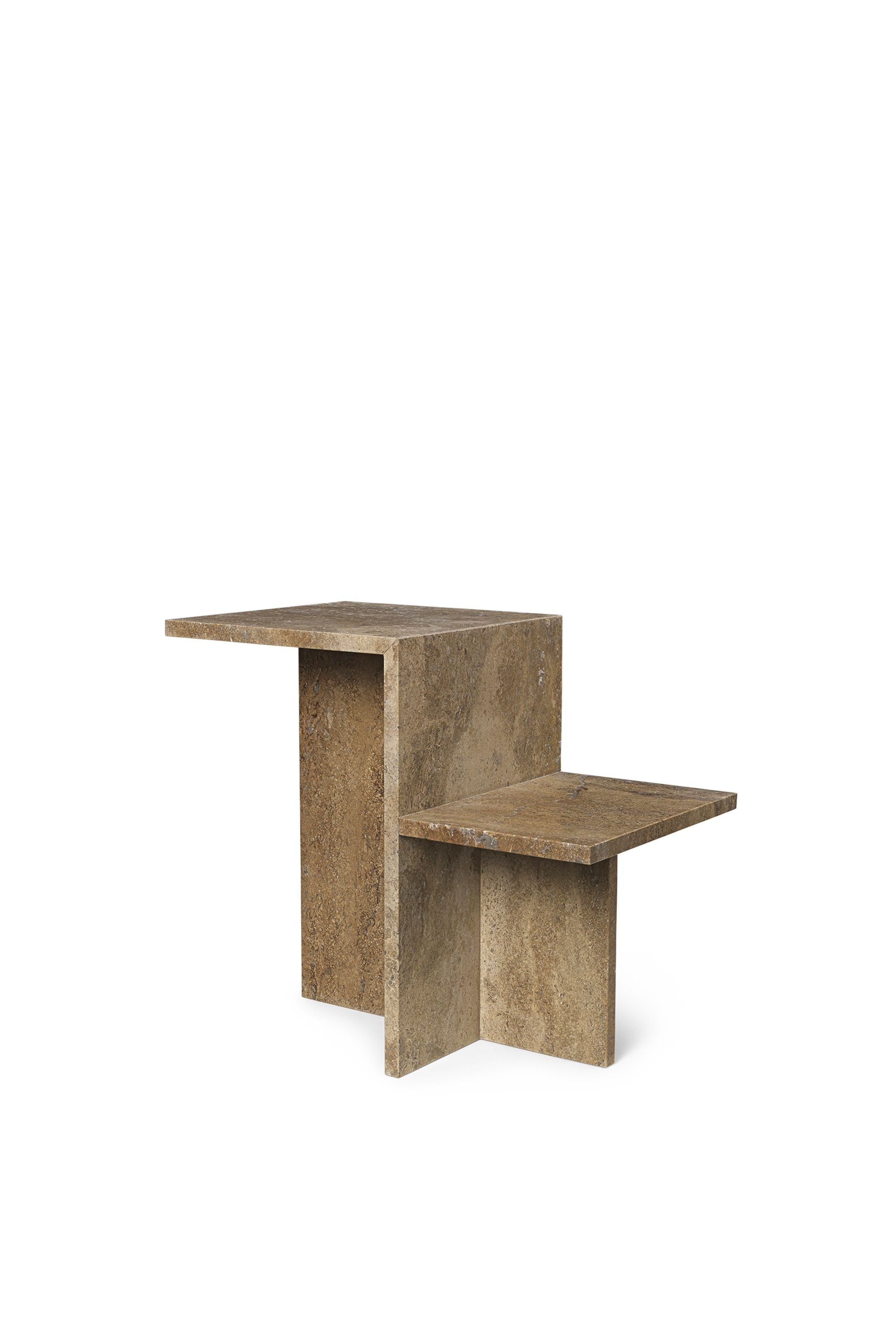 Ferm Living Table d'appoint distincte, travertin brun foncé