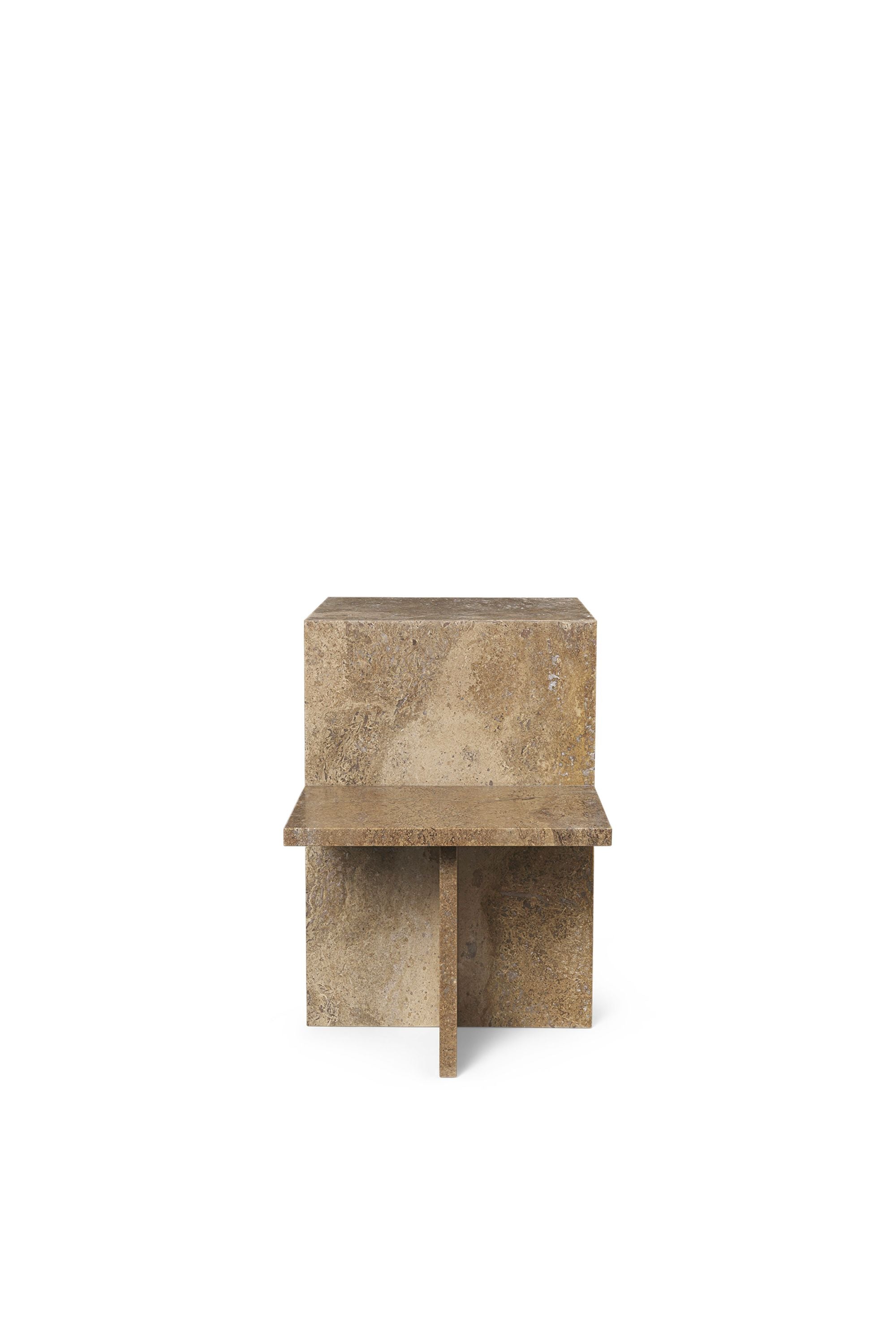 Ferm Living Difters Side Table，深棕色石灰华