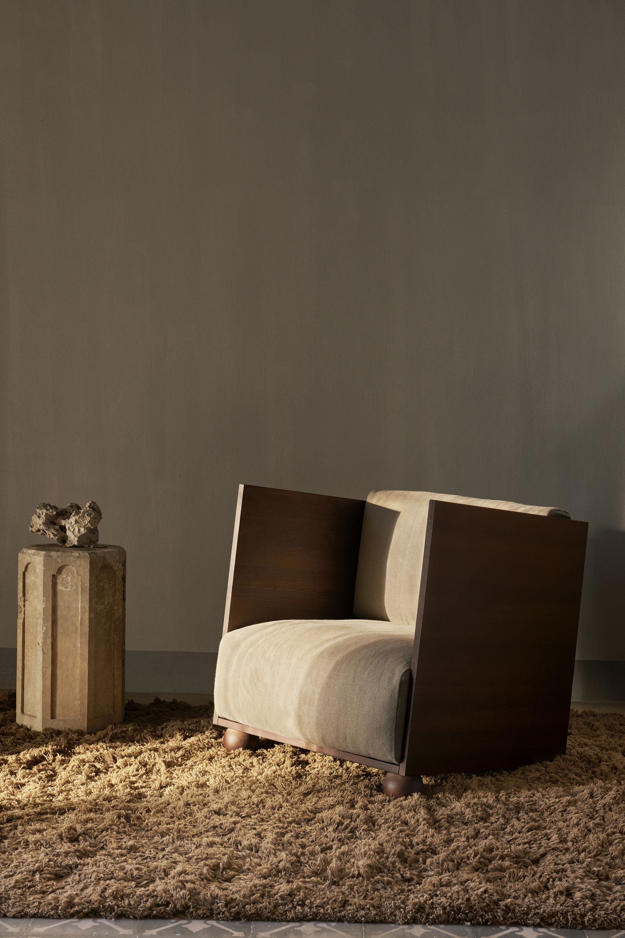 Ferm Living Lounge de rhum riche en lin, tachée sombre / naturelle