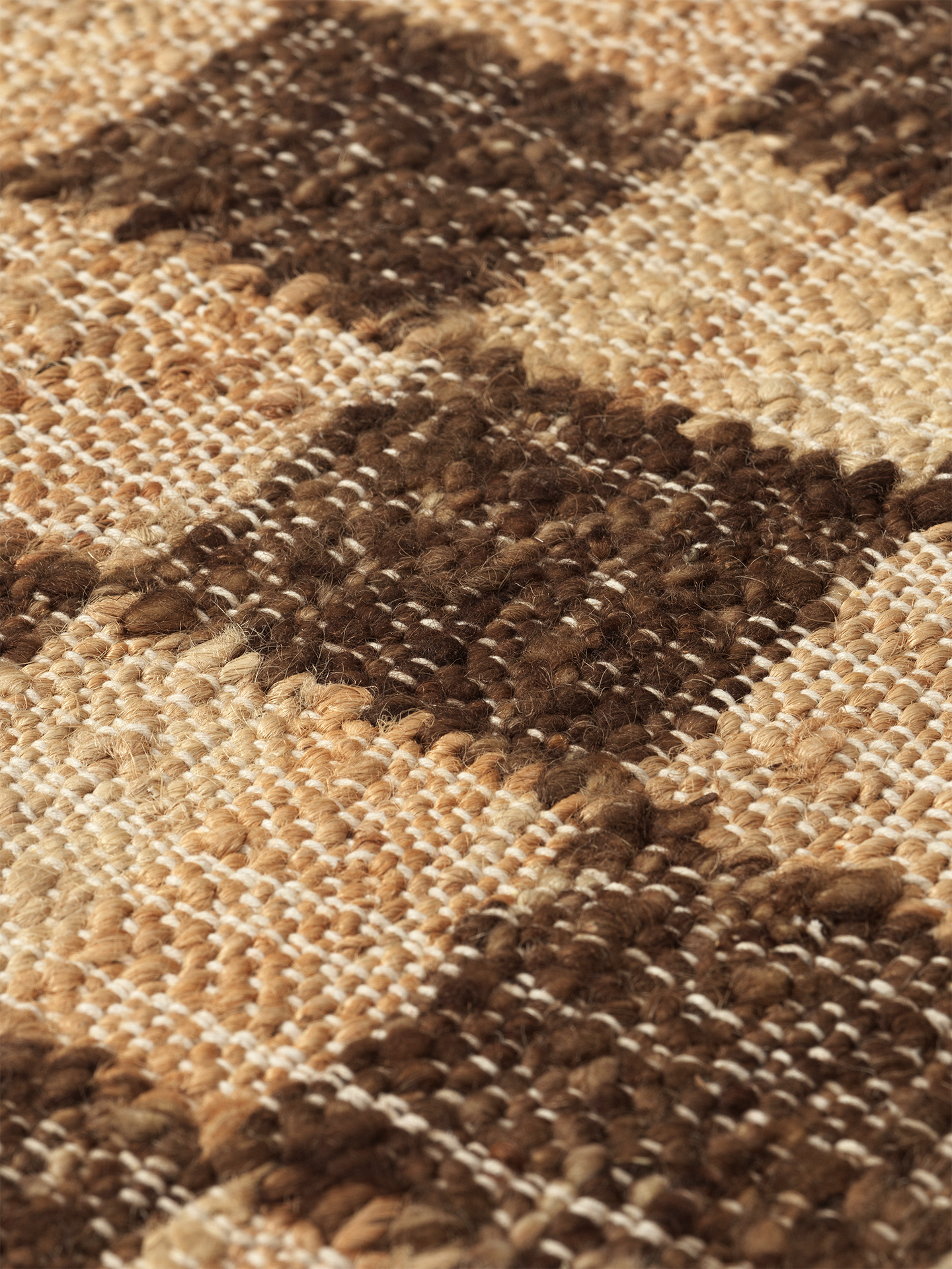 Ferm Living Vérifiez le tapis de jute de laine 140 x 200 café / naturel