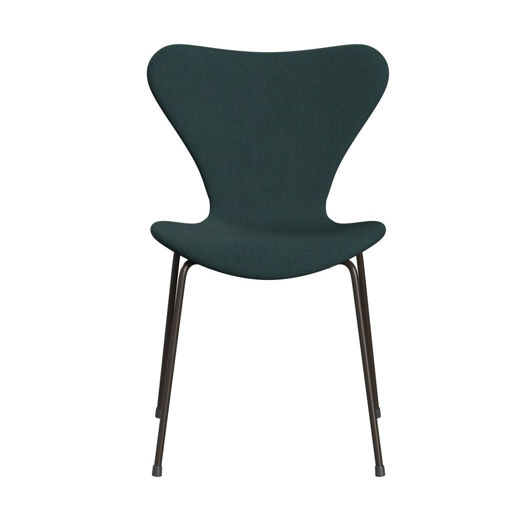 Fritz Hansen 3107 Stol Fuld polstring, brun bronze/stålcut -trio flaske grøn