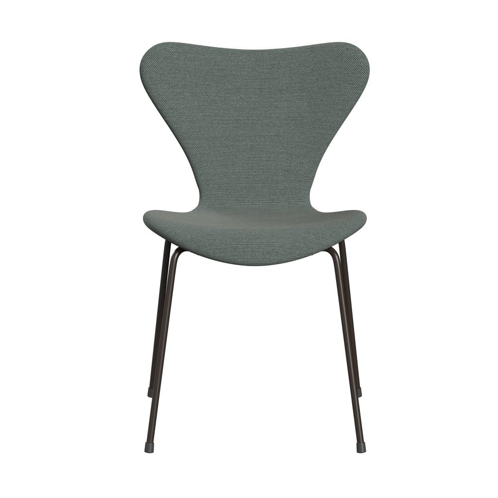 Fritz Hansen 3107 Stol Fuld polstring, brun bronze/stålcut trio hvid/mørkegrøn