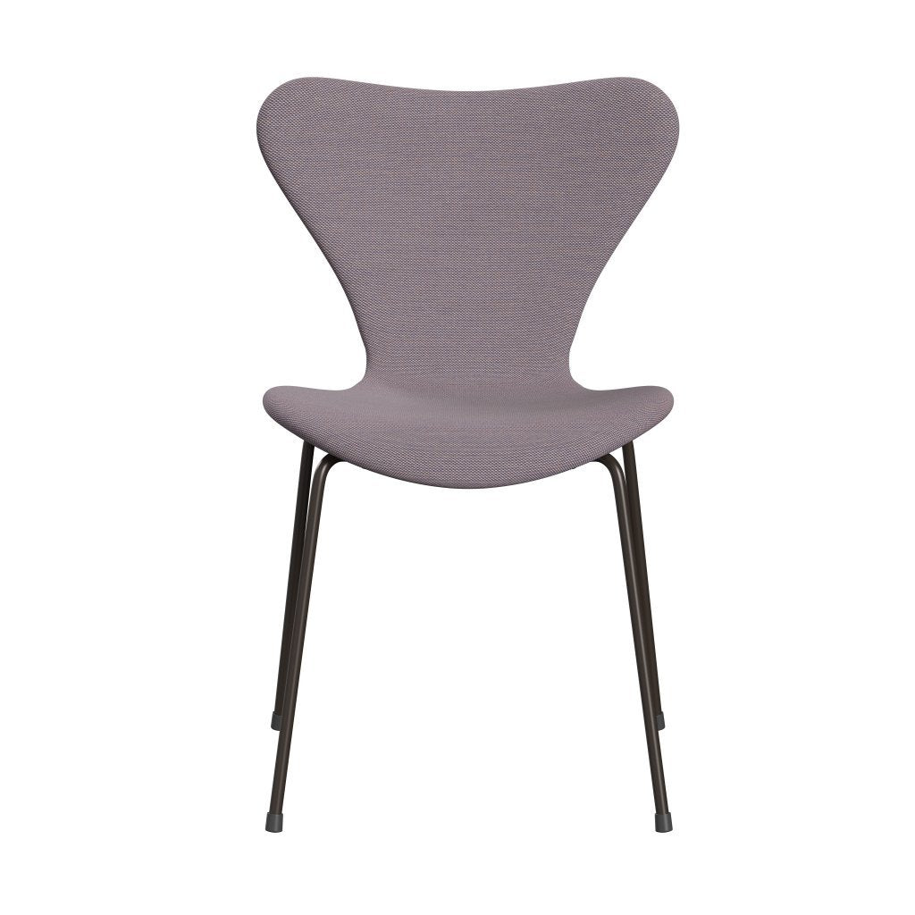 Fritz Hansen 3107 Stol Fuld polstring, brun bronze/stålcut -trio hvid/violet