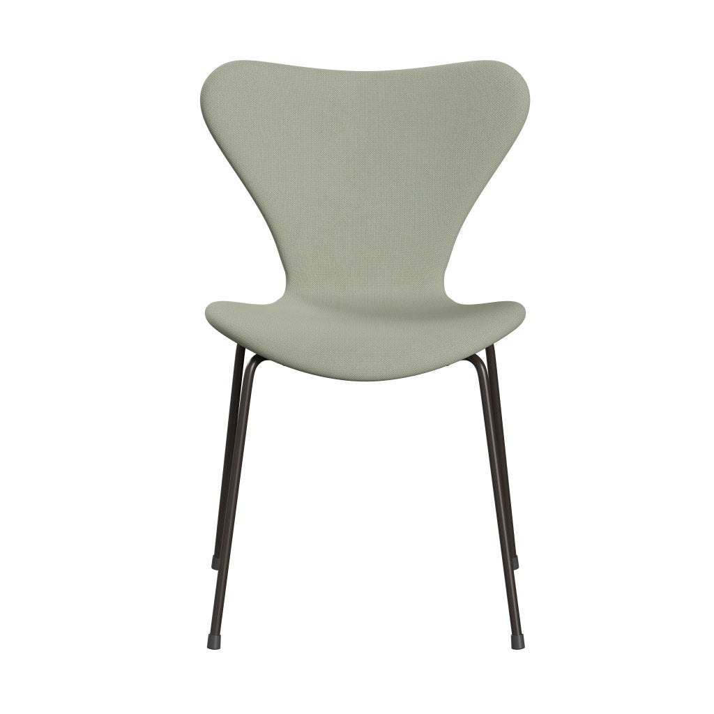 Fritz Hansen 3107 Stol full møbeltrekk, brun bronse/stålkutt turkis lys