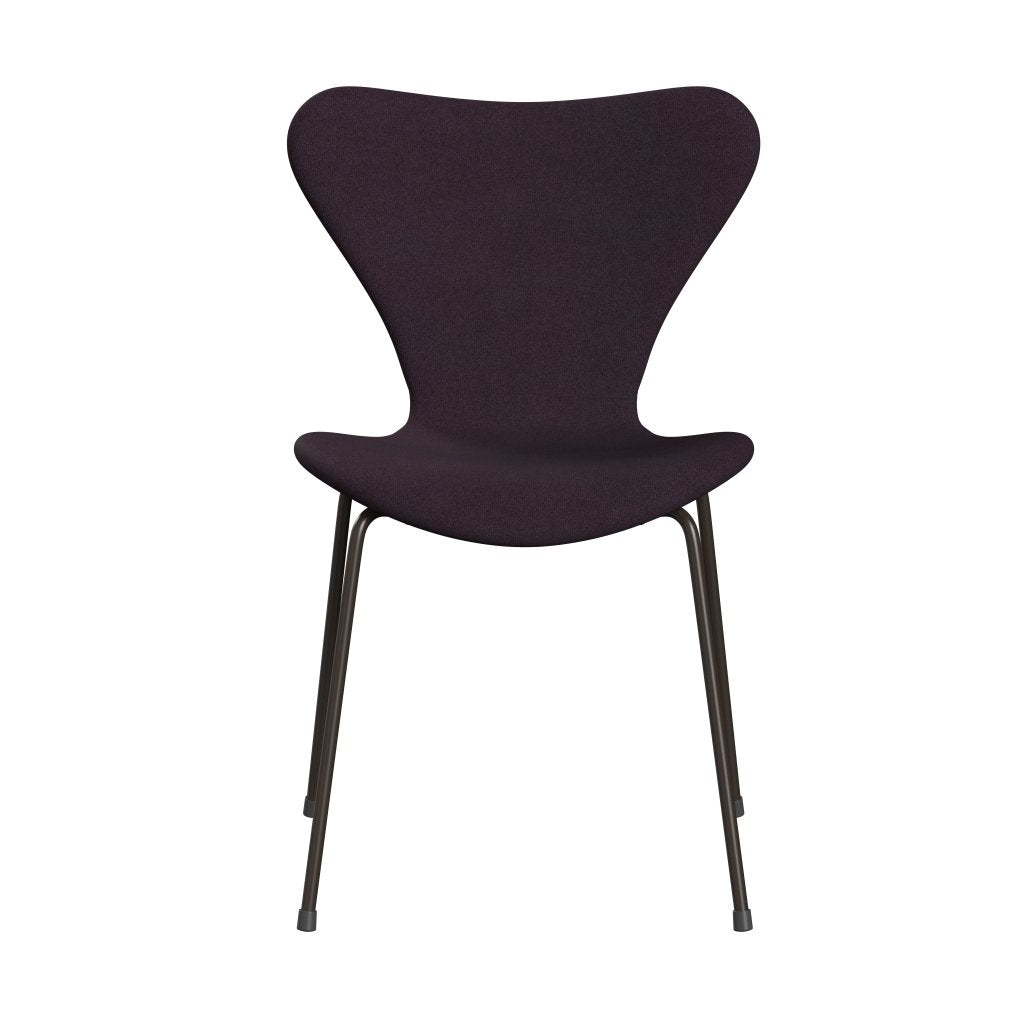 Fritz Hansen 3107 Stol fuld polstring, brun bronze/tonus aubergine