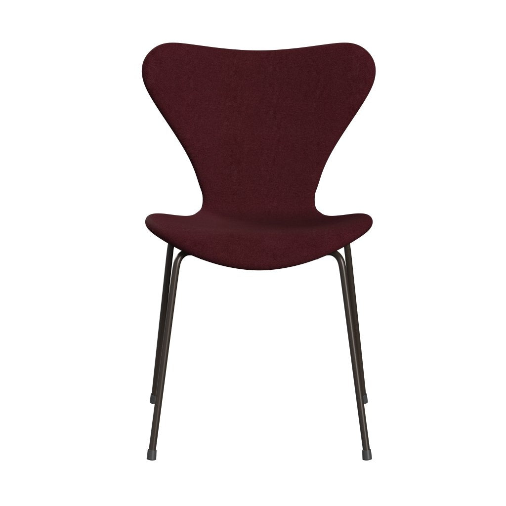 Fritz Hansen 3107 sedia piena rivestimento, bronzo marrone/vino tono rosso