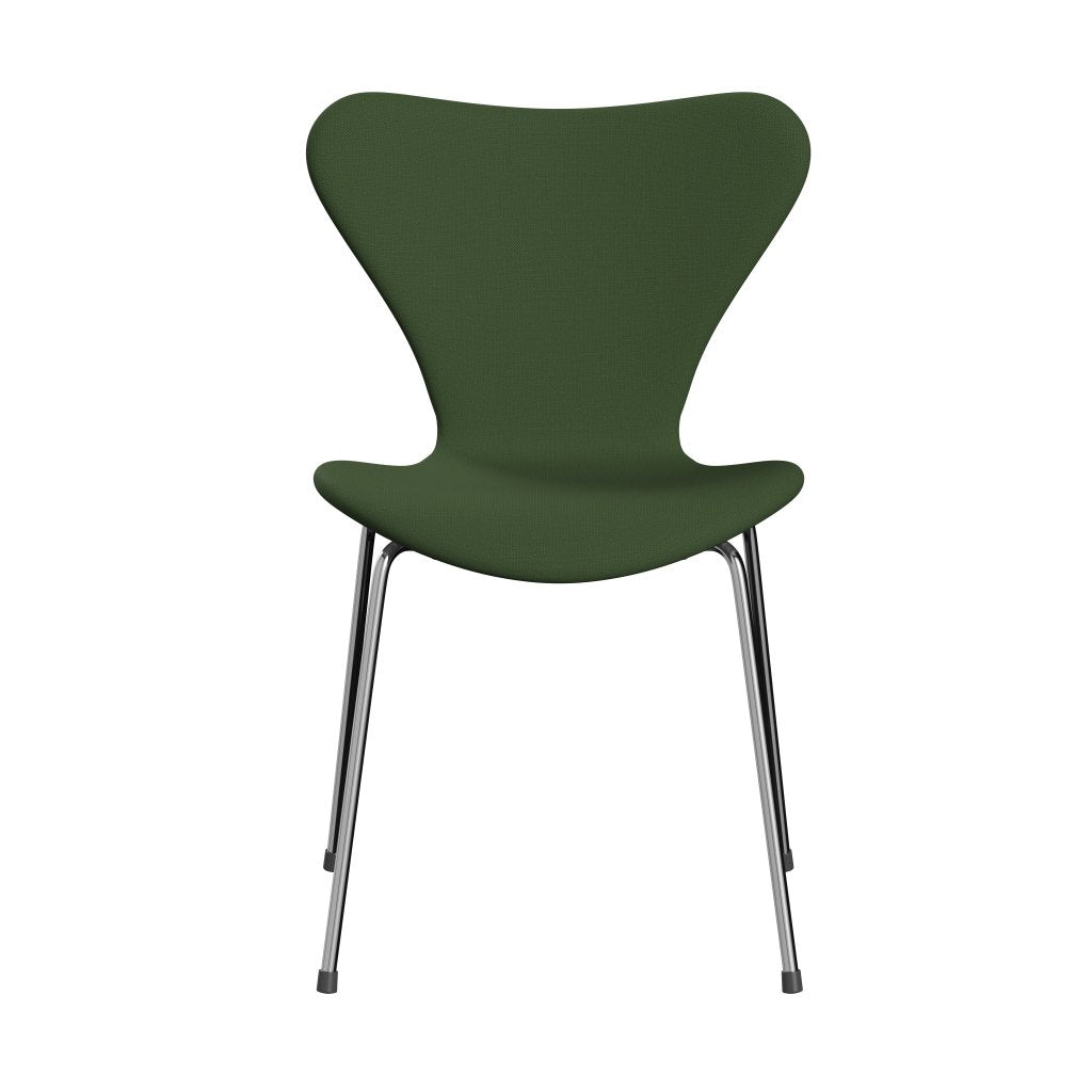 Fritz Hansen 3107 Chair Full Upholstery, Chrome/Capture Moss Green