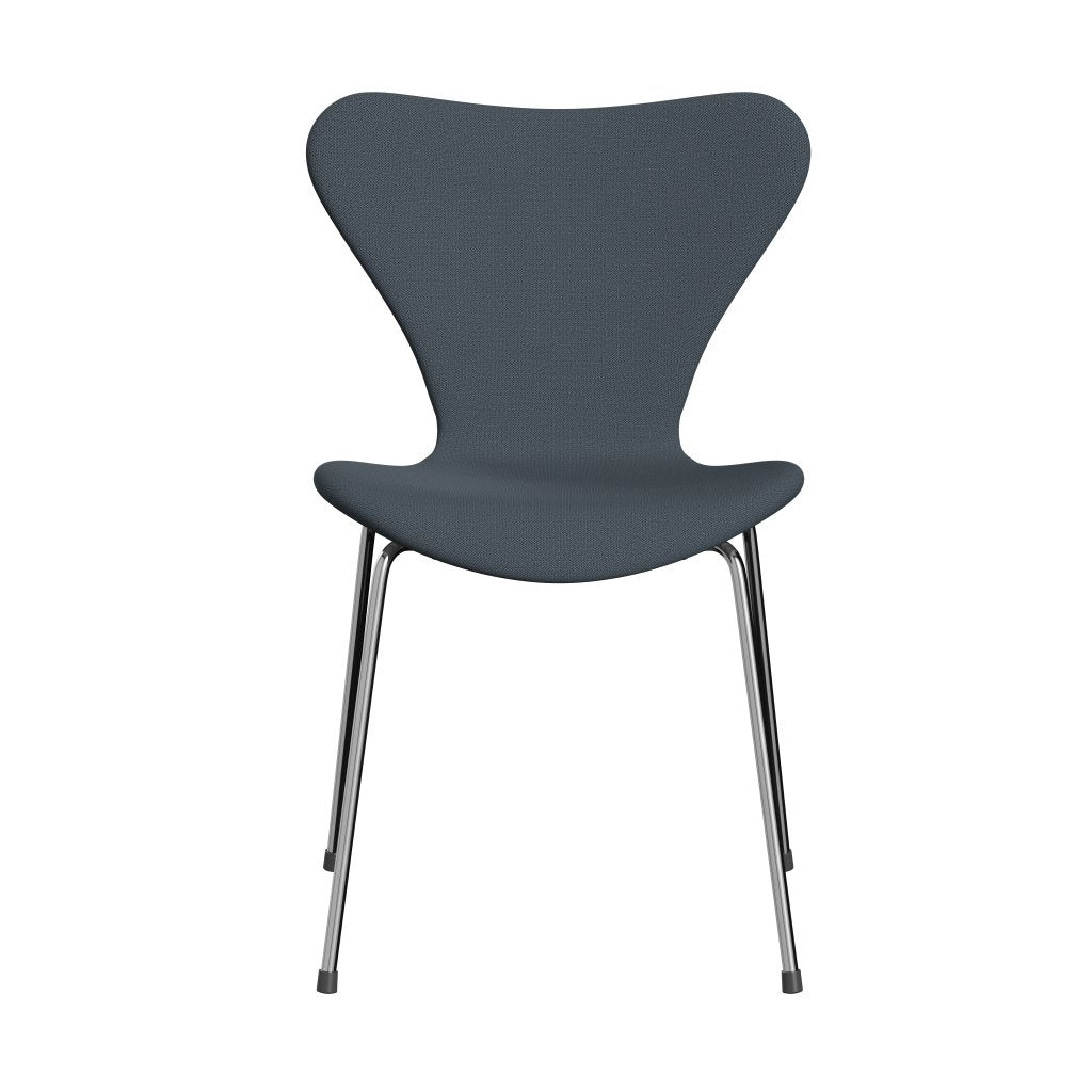 Fritz Hansen 3107 Chair Full Upholstery, Chrome/Capture Petrol Blue