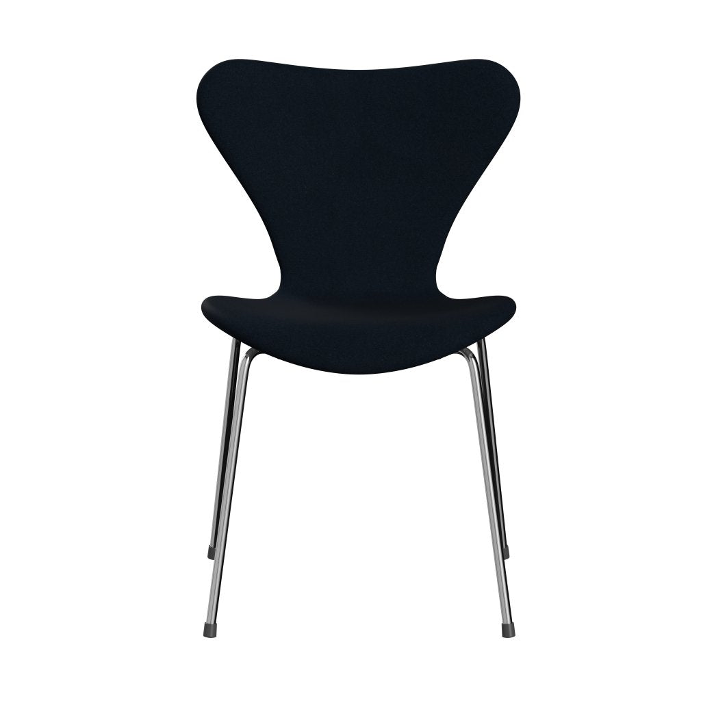 Fritz Hansen 3107 Stuhl Vollpolsterung, Chrom/Divina Dunkelblau