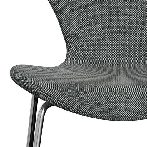 [product_category]-Fritz Hansen 3107 Chair Full Upholstery, Chrome/Hallingdal White Black-Fritz Hansen-3107FU-HAL166-CST-FRI-6