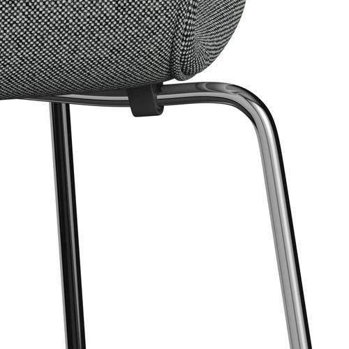 [product_category]-Fritz Hansen 3107 Chair Full Upholstery, Chrome/Hallingdal White Black-Fritz Hansen-3107FU-HAL166-CST-FRI-7