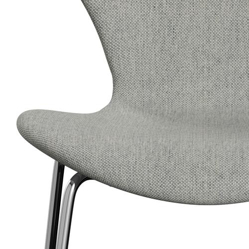 [product_category]-Fritz Hansen 3107 Chair Full Upholstery, Chrome/Hallingdal White/Grey-Fritz Hansen-3107FU-HAL110-CST-FRI-6