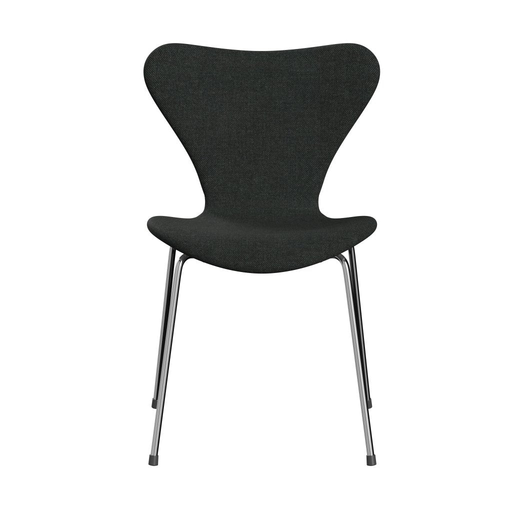 Fritz Hansen 3107 Stuhl Vollpolsterung, Chrom/Re Wolle Schwarz/Natur