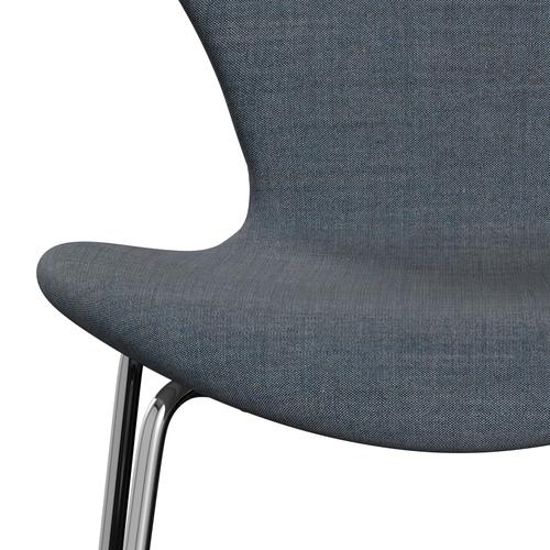 [product_category]-Fritz Hansen 3107 Chair Full Upholstery, Chrome/Remix Petrol Blue Dark-Fritz Hansen-3107FU-REM716-CST-FRI-6