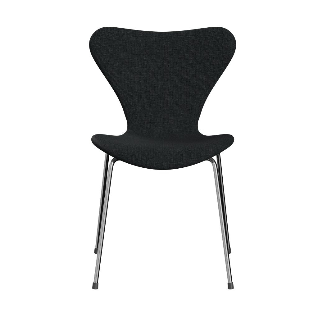 Fritz Hansen 3107 Silla tapicería completa, Chrome/Sunniva 2 Black/Dark Grey