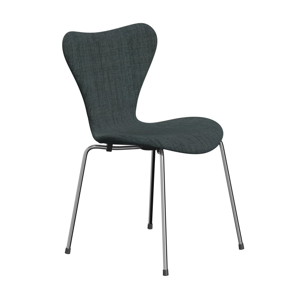 Fritz Hansen 3107 Chair Full Upholstery, Chrome/Sunniva 2 Black/Light Blue