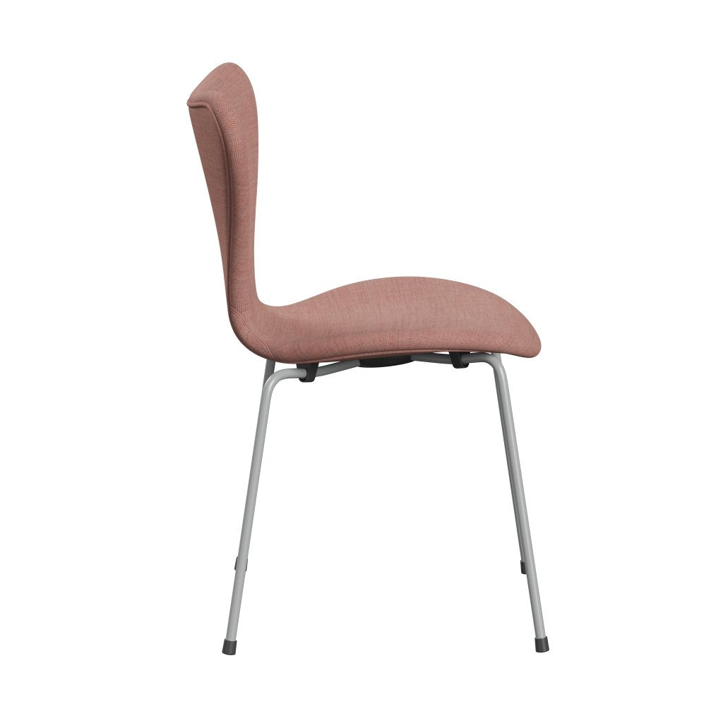 Fritz Hansen 3107 chaise complète complète, neuf gris / toile rose douce