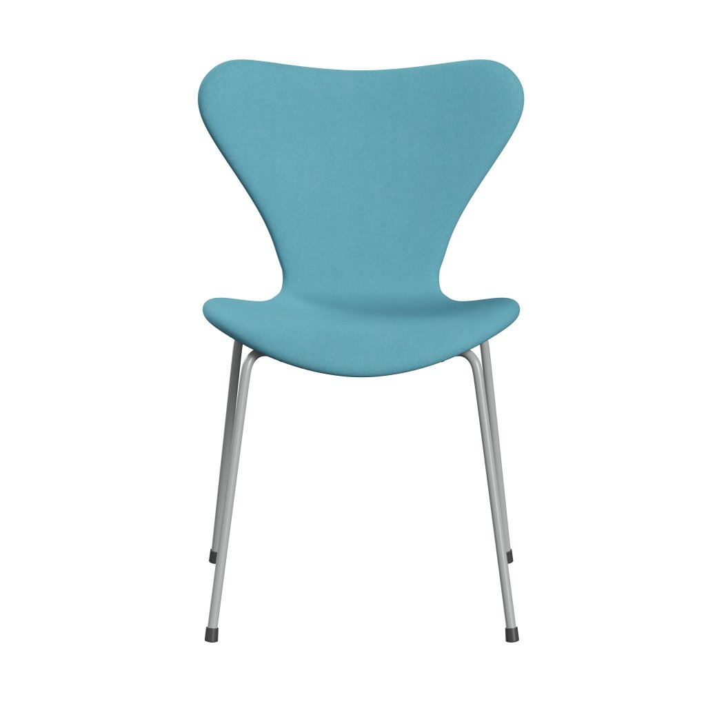 Fritz Hansen 3107 Stuhl Vollpolsterung, Nine Grey/Divina Turquoise Light