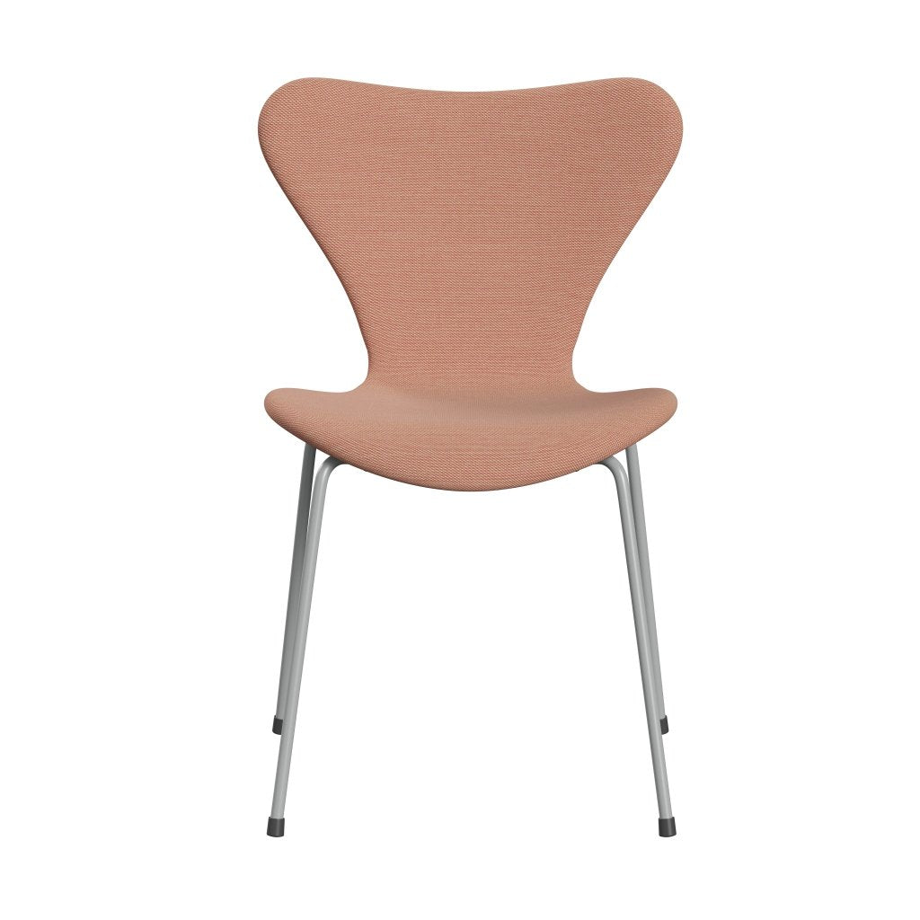 Fritz Hansen 3107 Silla tapicería completa, nueve grises/trío acero blanco y rojo