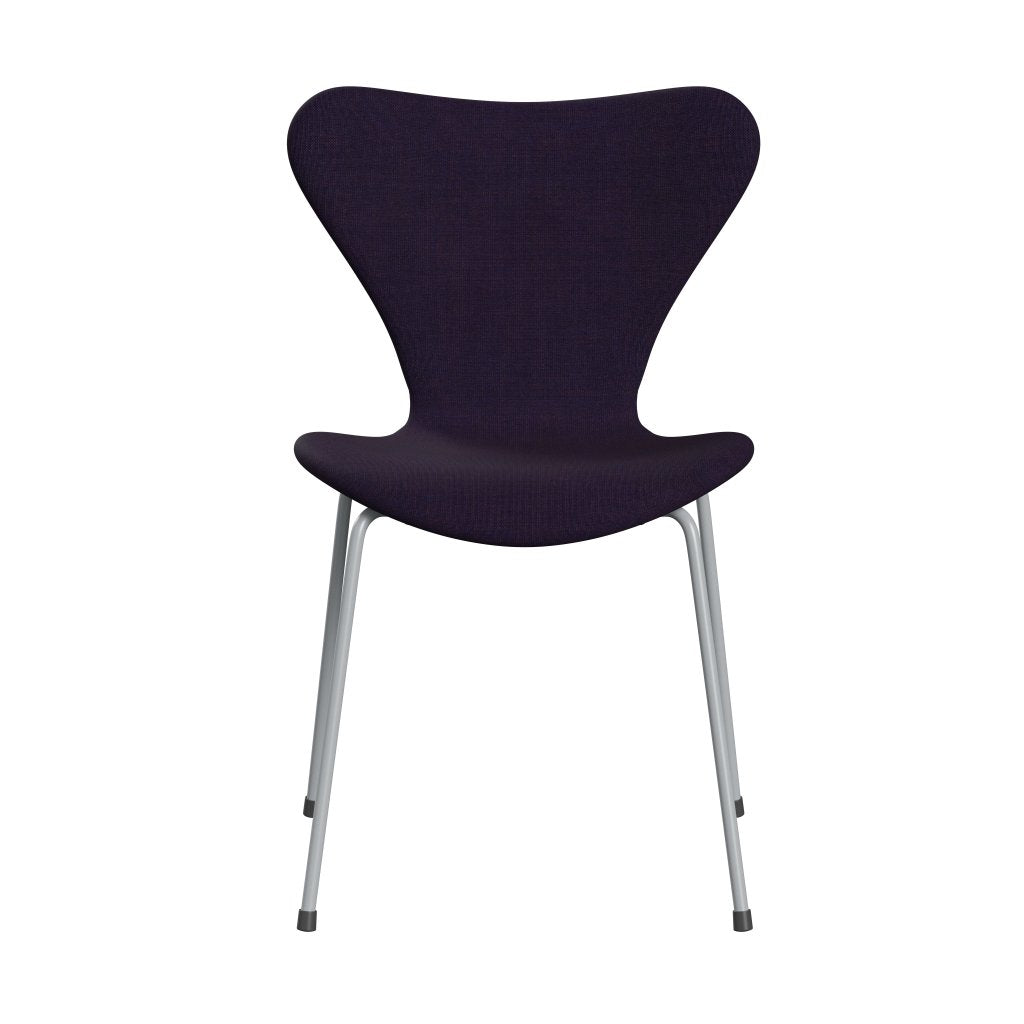 Fritz Hansen 3107 chaise complète complète, gris argenté / toile bleu marine