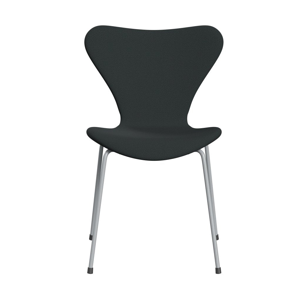 Fritz Hansen 3107 stoel Volledige bekleding, zilvergrijs/vangst donker diep groen