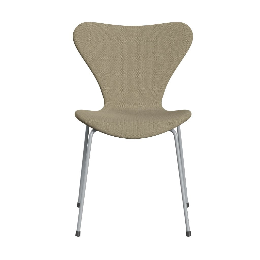 Fritz Hansen 3107 Silla tapicería completa, color de arena de gris plateado/captura