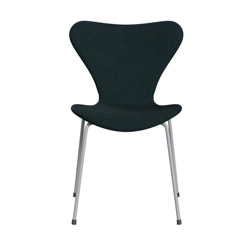 Fritz Hansen 3107 sedia piena tappezzeria, grigio argento/divina verde scuro (Div886)