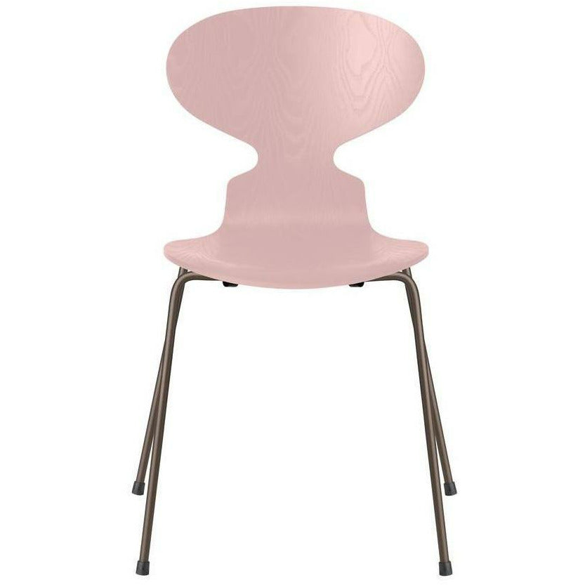 Fritz Hansen Ant sedia tintura di cenere pallida ciotola rosa, base bronzo marrone