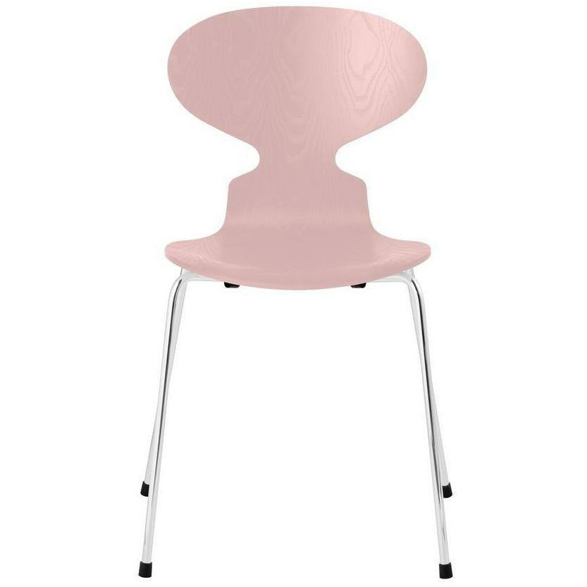 Fritz Hansen Ant Chair Dyed Ash Pale Rose Bowl, Chromed Steel Base