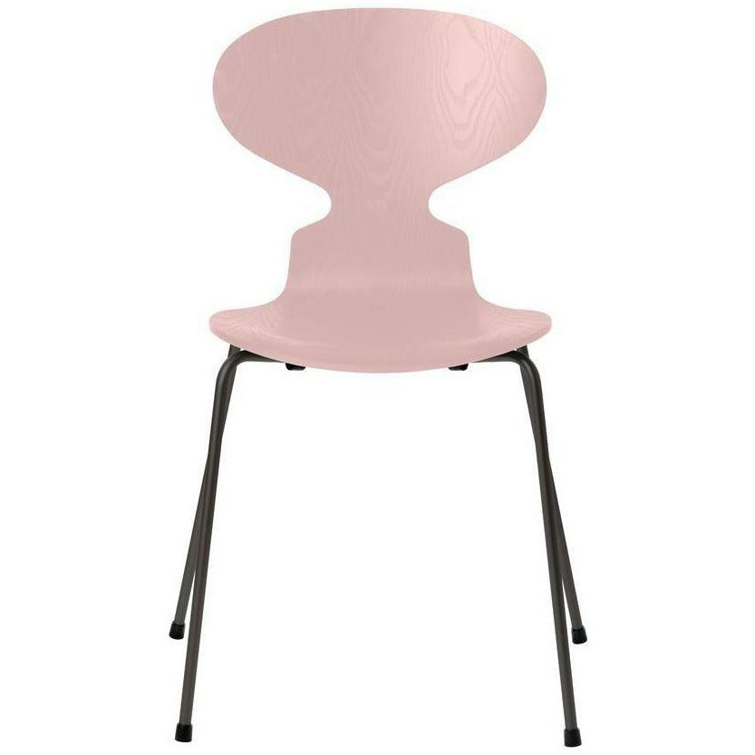 Fritz Hansen Ant sedia tintura di ciotola rosa pallida, base di grafite calda