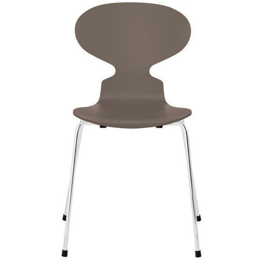 Fritz Hansen Ant Chair Lacquered Deep Clay Shell, Chrome Plated Steel Base