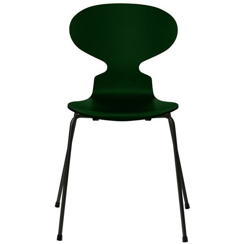 Silla de hormigas Fritz Hansen con caparazón de hoja perenne, base negra