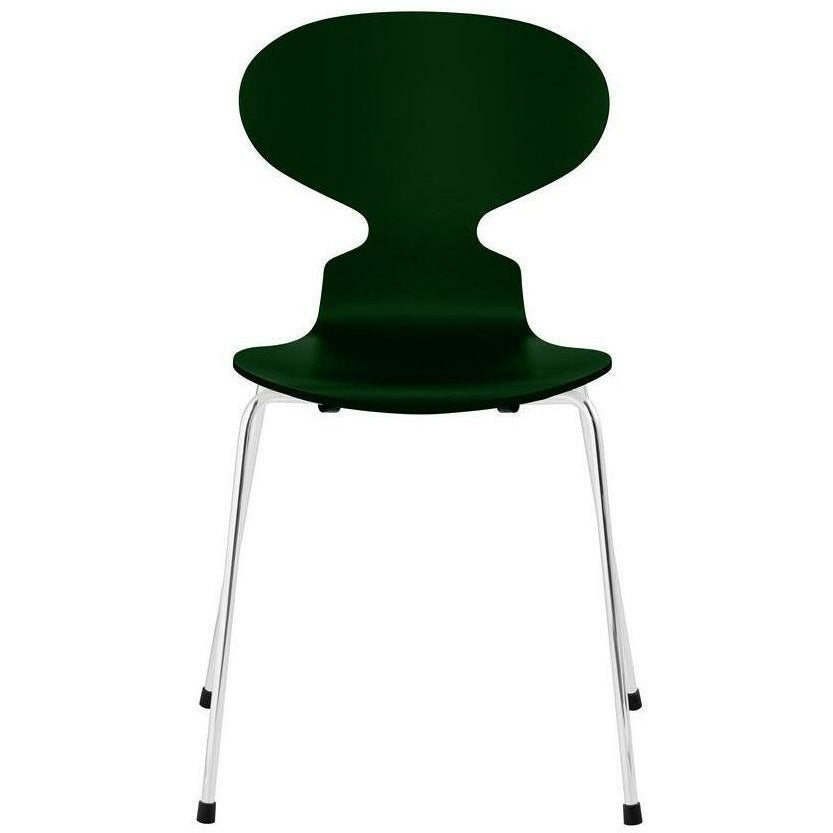 Fritz Hansen Ant sedia laccato guscio sempreverde, base in acciaio cromata