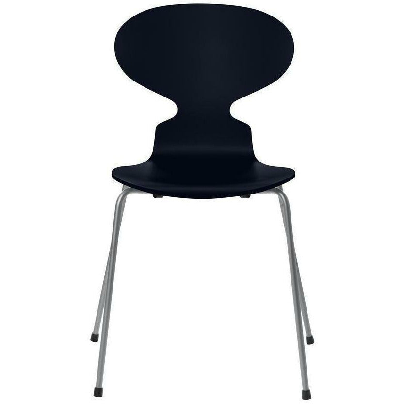 Fritz Hansen silla hormiga lacada con carcasa azul de medianoche, base gris plateado