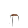 Fritz Hansen Tabouret Dot, placage laqué transparent noyer/base chromée