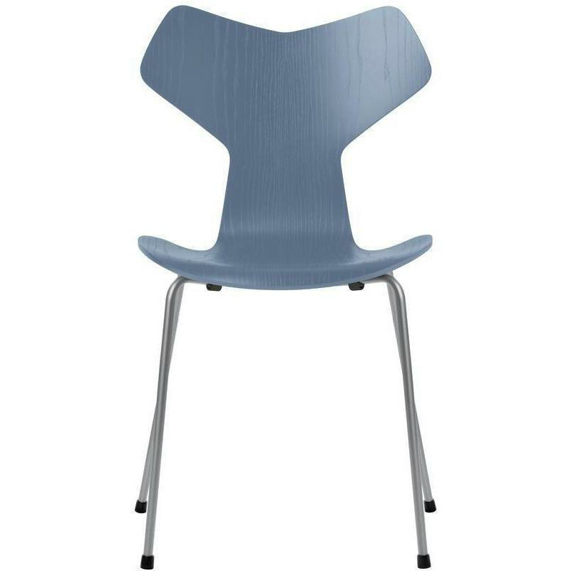 Fritz Hansen Grand Prix Stuhl Farbige Esche Dusk Blue Schale, Silber Grau Basis