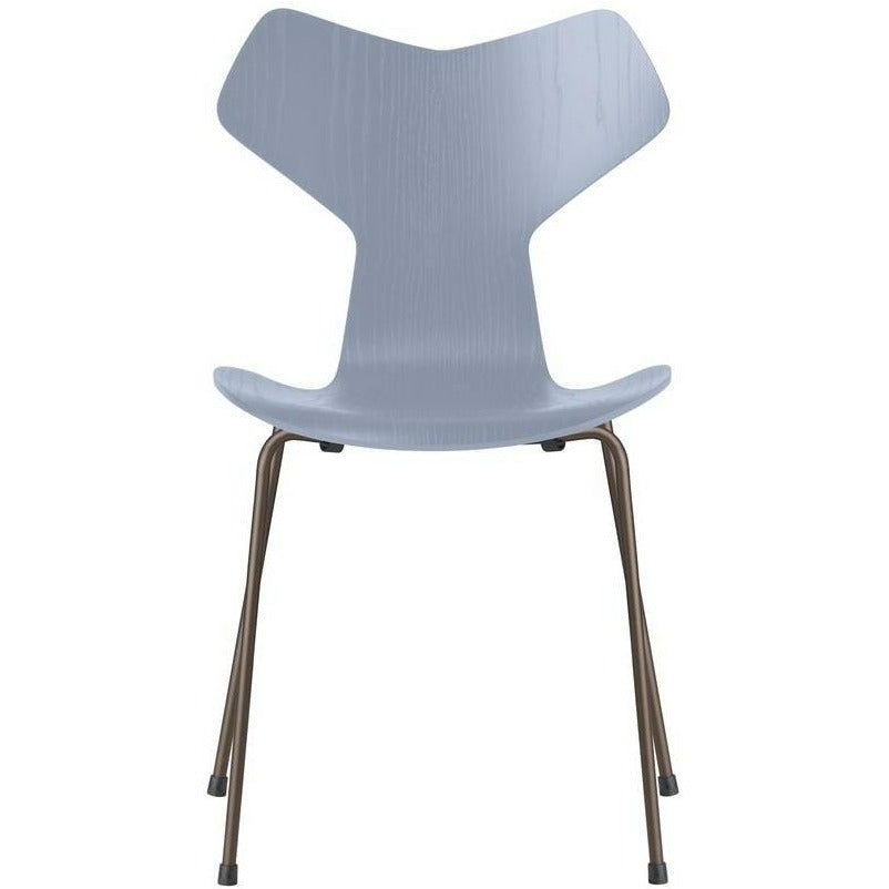 Fritz Hansen Grand Prix Chair Colored Ash Lavender Blue Bowl, Brown Bronze Base