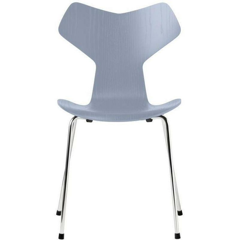 Fritz Hansen Grand Prix Stuhl Farbige Esche Lavendelblaue Schale, verchromtes Stahlgestell