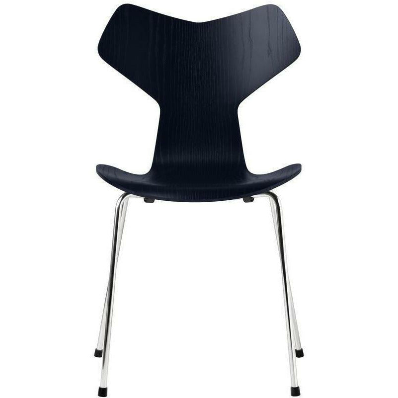 Fritz Hansen Grand Prix Silla coloreada Canilla azul de medianoche, base de acero cromado