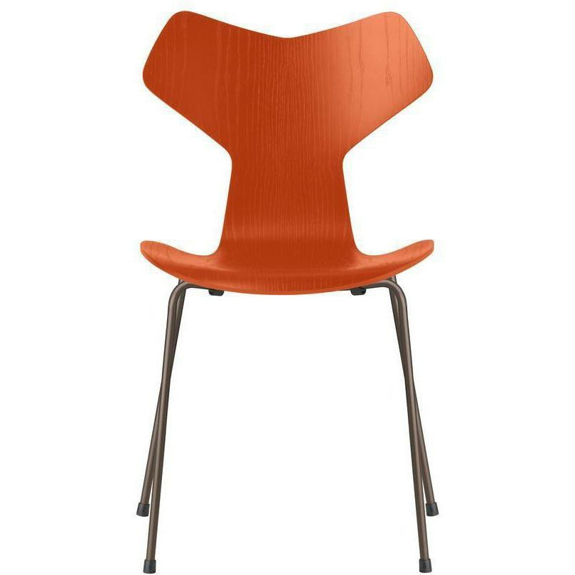 Fritz Hansen Chaise de Grand Prix Colored Ash Paradise Orange Bowl, Brown Bronze Base