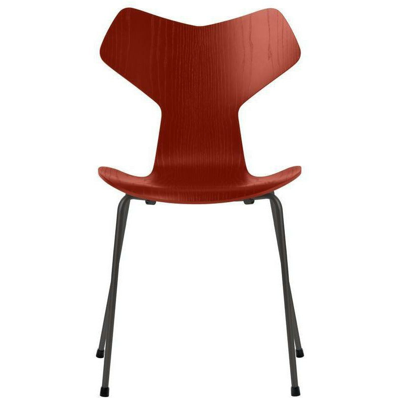 Fritz Hansen Grand Prix Silla Ceniza de color rojo Venecian Red, base de grafito cálido