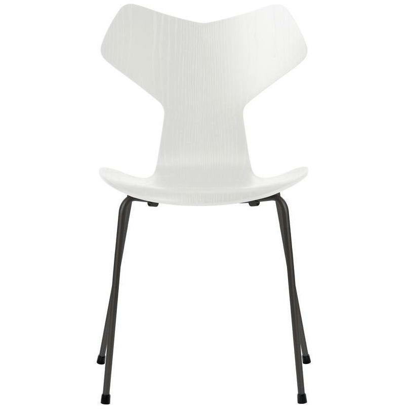 Fritz Hansen Chaise de Grand Prix coquille blanche cendrée, base de graphite tiède