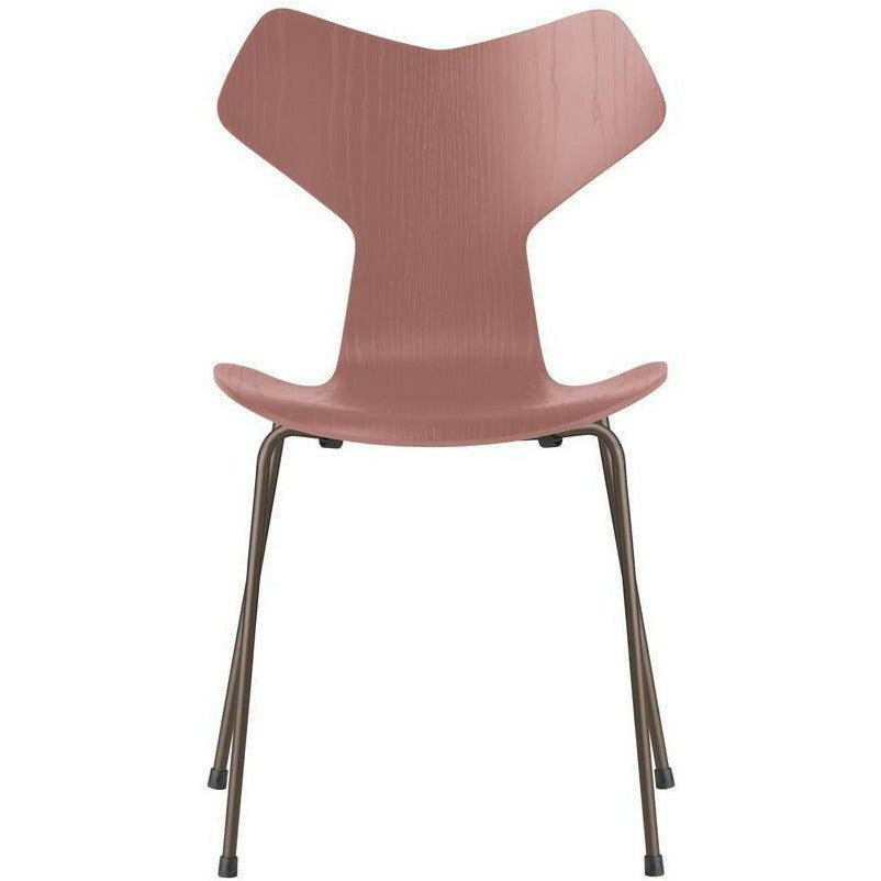 Fritz Hansen Grand Prix Chair Colored Ash Wild Rose Bowl, Brown Bronze Base