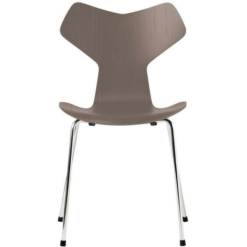 Fritz Hansen Grand Prix Silla teñida de cenizas de arcilla profunda, base de acero cromado