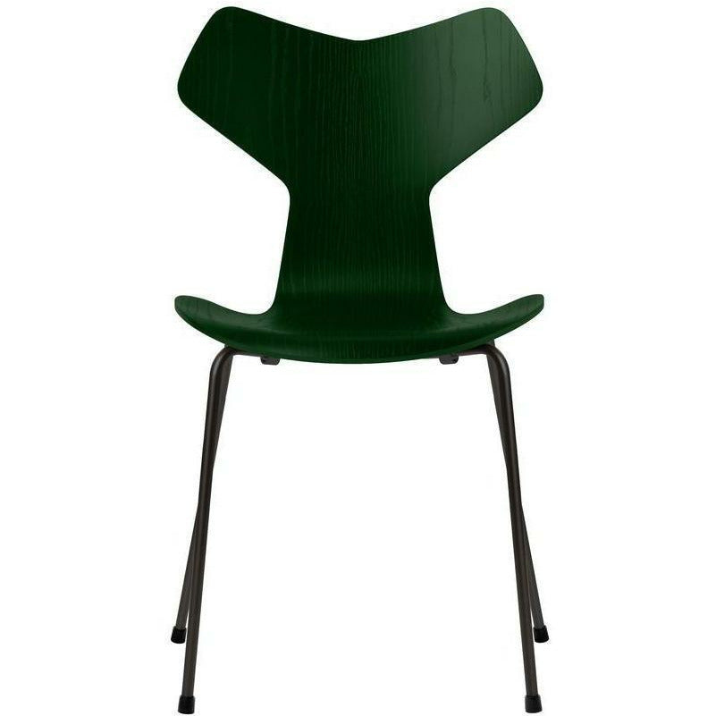 Fritz Hansen Grand Prix sedia tinta di cenere sempreverde, base nera