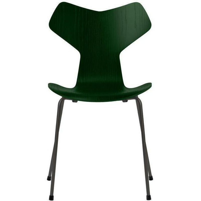 Fritz Hansen Grand Prix Chair Gefärbte Esche Evergreen Schale, Warm Graphite Base